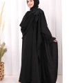 Pamuk Çiçek Detaylı Elbise Abaya ŞAL HEDİYE  8009 Siyah