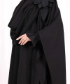 Pamuk Çiçek Detaylı Elbise Abaya ŞAL HEDİYE  8009 Siyah