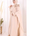 Pamuk Çiçek Detaylı Elbise Abaya ŞAL HEDİYE  8009 Taş
