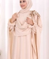 Pamuk Çiçek Detaylı Elbise Abaya ŞAL HEDİYE  8009 Taş