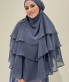 Peçeli 3 Katlı Şifon Sufle Şal 6012 Füme