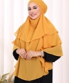 Peçeli 3 Katlı Şifon Sufle Şal 6012 Hardal