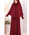 Peçeli Cilbab Model Elbise 6063 Bordo
