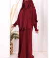 Peçeli Cilbab Model Elbise 6063 Bordo