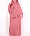 Peçeli Cilbab Model Elbise 6063 Gül Kurusu