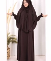 Peçeli Cilbab Model Elbise 6063 Kahverengi