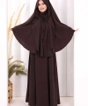 Peçeli Cilbab Model Elbise 6063 Kahverengi