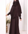 Peçeli Cilbab Model Elbise 6063 Kahverengi