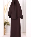 Peçeli Cilbab Model Elbise 6063 Kahverengi