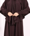 Peçeli Cilbab Model Elbise 6063 Kahverengi