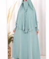 Peçeli Cilbab Model Elbise 6063 Mint