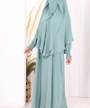 Peçeli Cilbab Model Elbise 6063 Mint