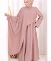Pelerinli Elbise 6068 Gül Kurusu