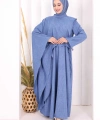 Pelerinli Elbise 6068 İndigo
