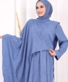 Pelerinli Elbise 6068 İndigo