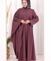Pelerinli Elbise 6068 Mürdüm