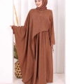 Pelerinli Elbise 6068 Taba