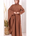 Pelerinli Elbise 6068 Taba