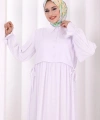 Pelerinli Elbise 6082 Ekru