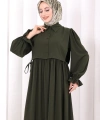 Pelerinli Elbise 6082 Haki