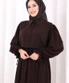 Pelerinli Elbise 6082 Kahverengi