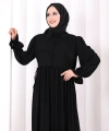 Pelerinli Elbise 6082 Siyah