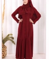 Pilise Detay Elbise ŞAL HEDİYE   6039 Bordo