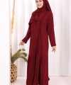 Pilise Detay Elbise ŞAL HEDİYE   6039 Bordo