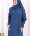 Pilise Detay Elbise ŞAL HEDİYE   6039 İndigo