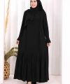 Pilise Detay Elbise ŞAL HEDİYE   6039 Siyah