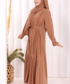 Pilise Detay Elbise ŞAL HEDİYE   6039 Taba