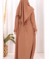 Pilise Detay Elbise ŞAL HEDİYE   6039 Taba