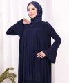 Pilise Detaylı Uzun Tunik ve Pantolon İkili Takım 8575 Lacivert