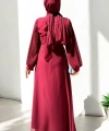 Pilise Kol Detaylı Elbise 3949 Bordo
