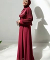 Pilise Kol Detaylı Elbise 3949 Bordo