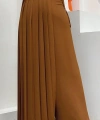Piliseli Ayrı Bağlamalı Parça Detaylı Pantolon Etek 0274 Taba