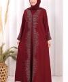 Pul İşlemeli Yelekli Elbise Takım 8498 Bordo