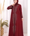 Pul İşlemeli Yelekli Elbise Takım 8498 Bordo