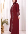 Pul İşlemeli Yelekli Elbise Takım 8498 Bordo