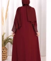 Pul İşlemeli Yelekli Elbise Takım 8498 Bordo