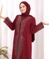 Pul İşlemeli Yelekli Elbise Takım 8498 Bordo