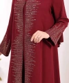 Pul İşlemeli Yelekli Elbise Takım 8498 Bordo