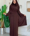 Şallı Drape Detaylı Sandy Elbise 3922 Kahverengi