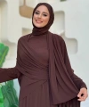 Şallı Drape Detaylı Sandy Elbise 3922 Kahverengi