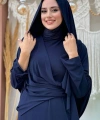 Şallı Drape Detaylı Sandy Elbise 3922 Lacivert