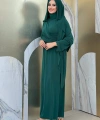 Şallı Drape Detaylı Sandy Elbise 3922 Zümrüt