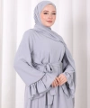 Şallı Fırfırlı Elbise 6085 Gri