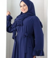 Şallı Fırfırlı Elbise 6085 Lacivert