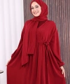Şallı Kruvaze Namaz Elbisesi  6027 Bordo