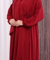 Şallı Kruvaze Namaz Elbisesi  6027 Bordo